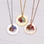 Birthstone Necklace for Mom 1 to 5 Kids Names and Birth Month Stones, Custom Family Jewelry for Women, Personalized Birthday Day, Mother's Day Gift for Wife Girlfriend, Grandma, 18k Gold Plated - Image 3