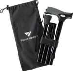 FSA/HSA Eligible, Vaunn Medical Easy Grip Height Adjustable Folding Cane/Walking Stick with Strap/Pouch- Compact, Portable, and Safe Walking Assistant- Non-Slip Grip Handle- Men, Women, Elderly