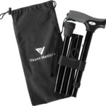 FSA/HSA Eligible, Vaunn Medical Easy Grip Height Adjustable Folding Cane/Walking Stick with Strap/Pouch- Compact, Portable, and Safe Walking Assistant- Non-Slip Grip Handle- Men, Women, Elderly