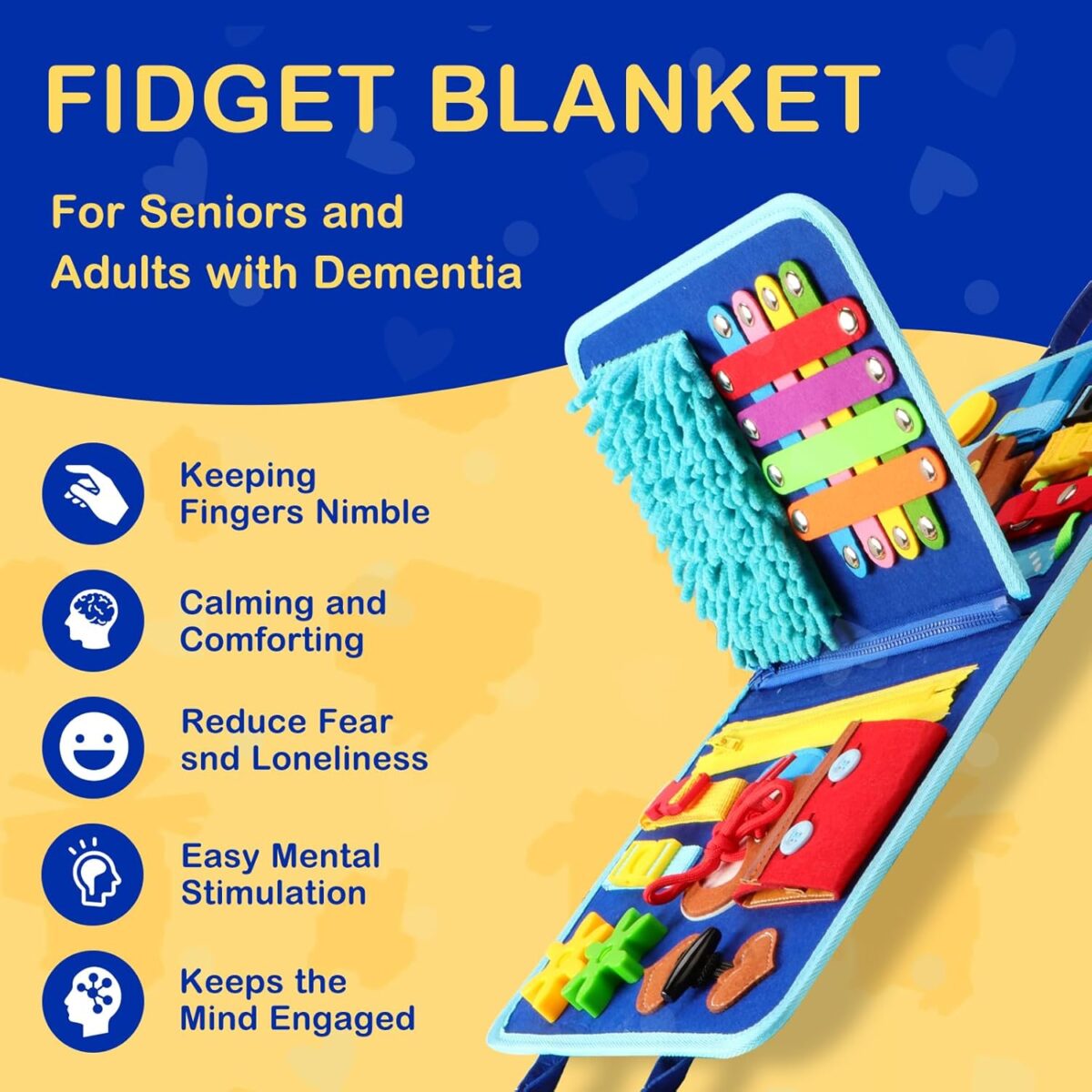 Fidget Blanket for Adults with Dementia, Dementia Activities for Seniors, Alzheimer's Products Multi-Use Busy Sensory Board, Gifts for Him Her Dementia Products for Elderly and Children with Autism - Image 2