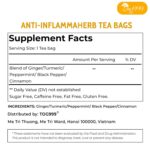 60 Tea Bags - Anti-Inflammaheb Loose Leaf Tea, 100% Natural from Ginger, Turmeric, Peppermint, Black Pepper, Cinnamon. Made with Natural Material Tea Bags. No Sugar, No Caffeine, No Gluten, Vegan. (60 Tea Bags) - Image 8