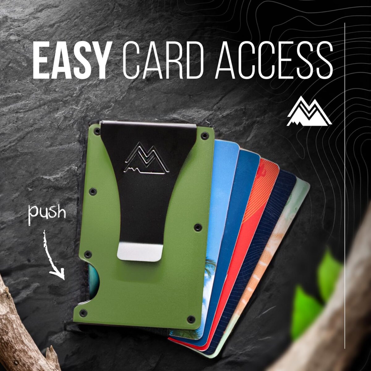Mountain Voyage Co Minimalist Wallet for Men & Women - Slim RFID Wallet, Scratch Resistant, Credit Card Holder & Money Clip, Easily Removable Money & Cards, (Army Green) - Image 6