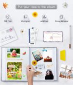 Popotop Photo Album Self Adhesive with Picture Display Window,40 Pages DIY Baby Memory Book for 4x6 8x10 Picture,Linen Cover Scrapbook for Wedding,with Scraper and Metallic Pen - Image 5