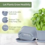 Windowsill Herb Garden Planter with Tray, Set of 6 Grey Oval Farmhouse Garden Pots for Indoor/Outdoor Plants (No Seeds) - Image 5