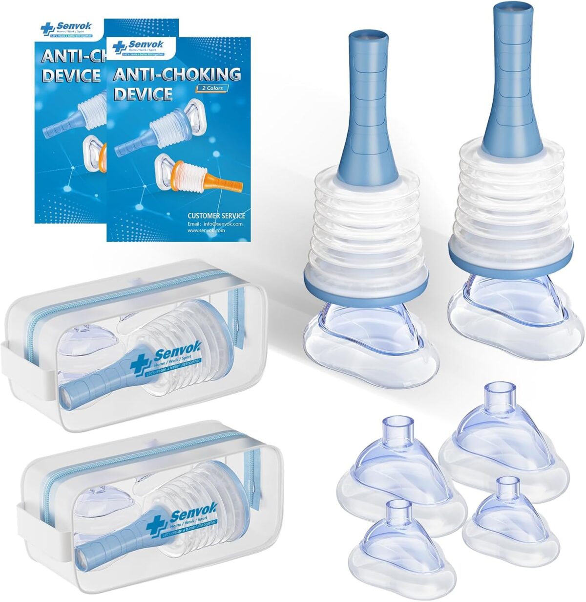 Senvok Choking Rescue Device (2 Sets) - FSA HSA Eligible - Home Kit & Travel Kit - Anti Choking Device for Kids and Adults, Portable Airway Suction Device, Choking First Aid Device - Image 1