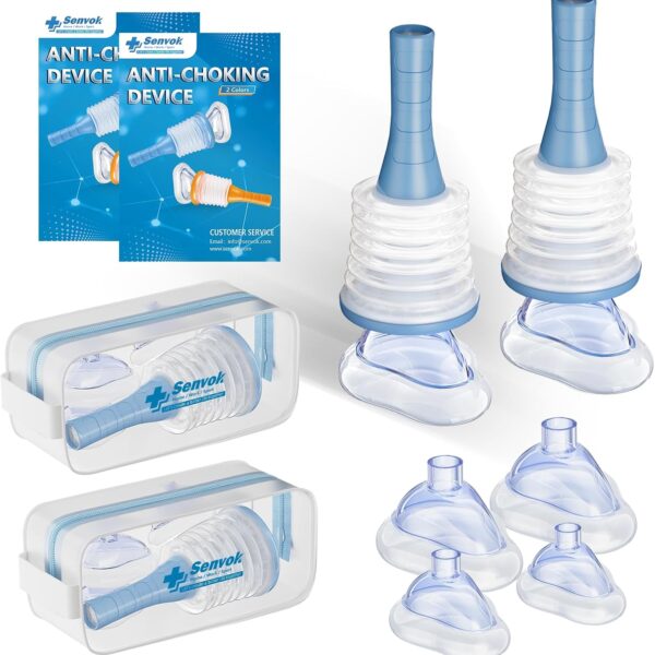 Senvok Choking Rescue Device (2 Sets) - FSA HSA Eligible - Home Kit & Travel Kit - Anti Choking Device for Kids and Adults, Portable Airway Suction Device, Choking First Aid Device