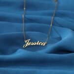 DayOfShe Personalized Name Necklace for Women 18K Gold Plated Custom Name Plate Necklace Jewelry Gifts for Mom - Image 2