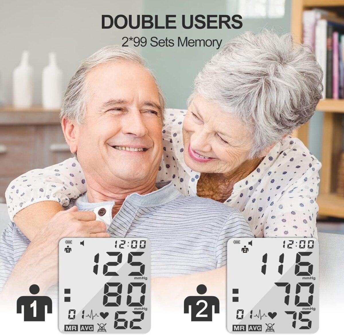 Blood Pressure Monitors, Bp Monitor - Blood Pressure Machine Large Cuff Blood Pressure Monitor Upper Arm Cuff 8.7''-17.3'', Large Screen, 2 Users Total 198 Memories - Image 5