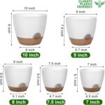 Plant Pots 10/9/8/7.5/7 Inch Self Watering Pots, Set of 5 Plastic Planters with Drainage Holes and Saucers,Plastic Flower Pots,Nursery Planting Pot for Indoor Out Door Plants（White） - Image 3
