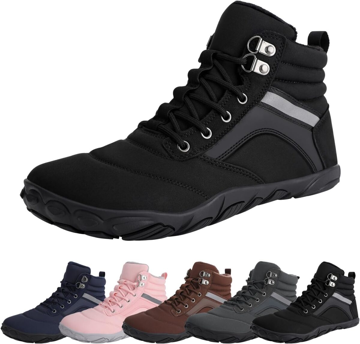 Womens Mens Winter Barefoot Boots Warm Minimalist Wide Toe Box Snow Boots Zero Drop Sole Outdoor Water Resistant Ankle Booties - Image 1