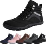 Womens Mens Winter Barefoot Boots Warm Minimalist Wide Toe Box Snow Boots Zero Drop Sole Outdoor Water Resistant Ankle Booties