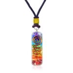 Handmade Orgonite Crystal Seven Chakra Pendant with Adjustable Cord - Orgone Healing Stone Necklace for Spiritual Balance, Meditation, Yoga, Reiki, Gift for Men and Women