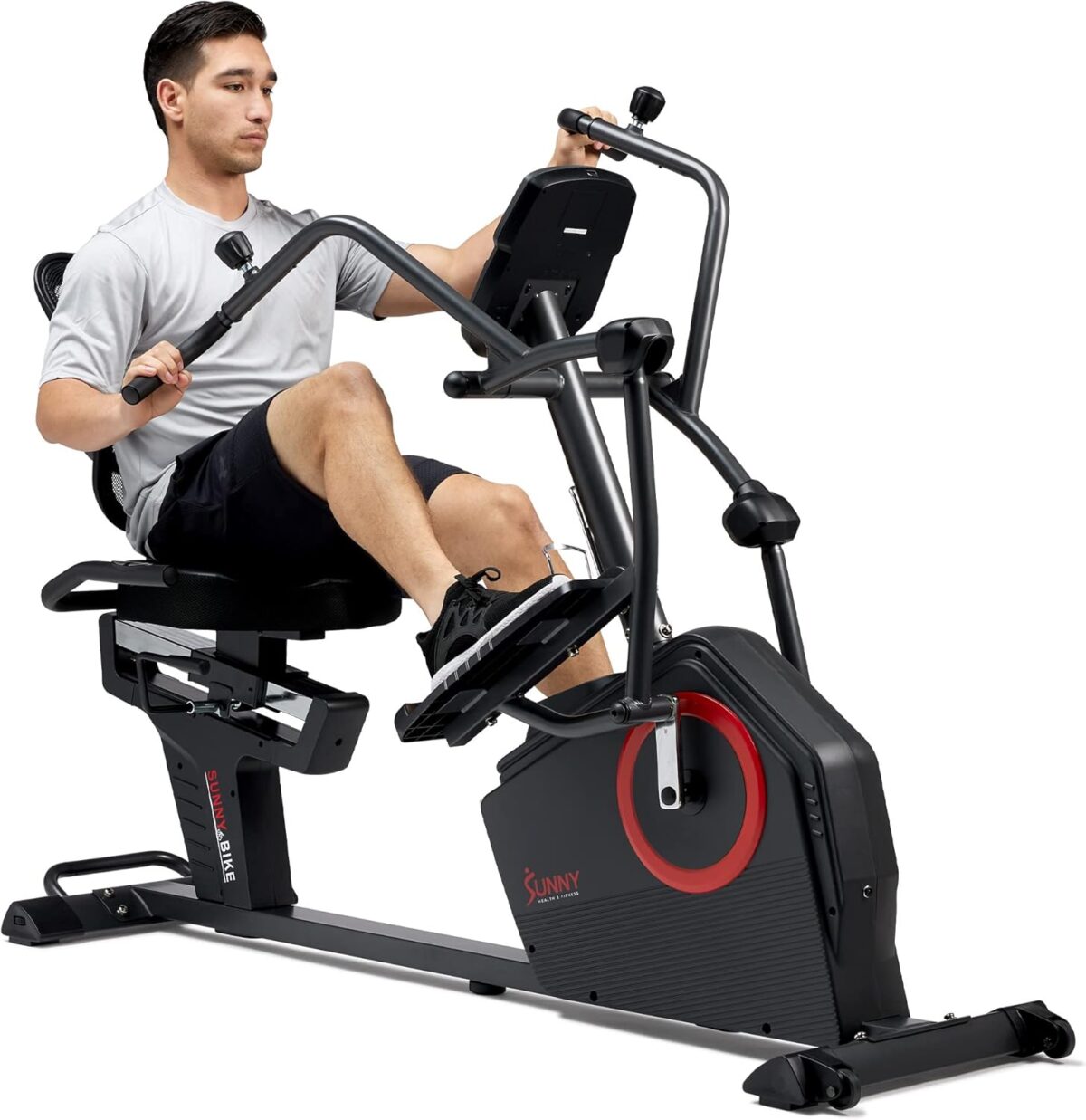 Sunny Health & Fitness Elite Recumbent Cross Trainer & Elliptical Machine with Arm Exercisers for Home Arm/Leg Training, Easy Adjust Seat & Mesh Backrest, Free SunnyFit App Bluetooth Connectivity - Image 1