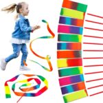12 Pack Dance Ribbon Party Favors for Kids,Rainbow Birthday Decorations,Unicorn Princess Fairy Party Supplies,Girls Party Games,Gymnastics Goody Bag Stuffers
