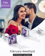 ChicSilver 925 Sterling Silver Sparkling Heart/Round/Princess Cut Birthstone Stud Earrings for Women Birthday Jewelry (with Gift Box) - Image 5