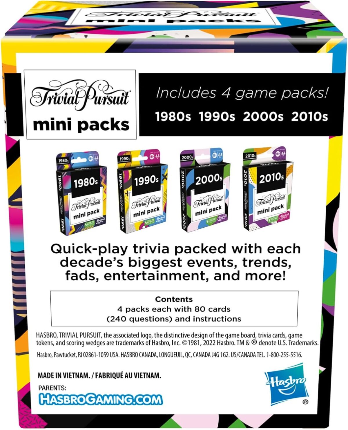 Hasbro Gaming Trivial Pursuit Mini Packs Multipack, Fun Trivia Questions for Adults and Teens Ages 16+, Includes 4 Game Featuring 4 Decades - Image 6