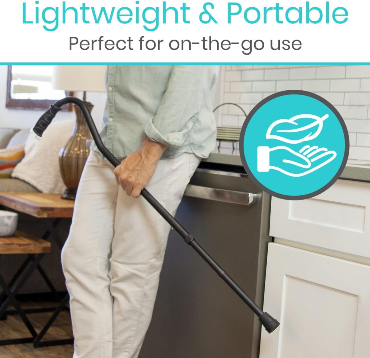 Vive Walking Cane for Women, Men, Elderly - Patented Offset Grip - Lightweight Adjustable Walking Aid with a Non-Slip Tip - Sturdy Balancing Mobility Aid for Seniors - Image 7