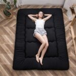 MAXYOYO Japanese Floor Mattress Futon Mattress, 4" Thicken Tatami Mat Sleeping Pad Foldable Roll Up Mattress Boys Girls Dormitory Mattress Pad Kids Floor Lounger Pillow Bed, Black, Twin Size - Image 8