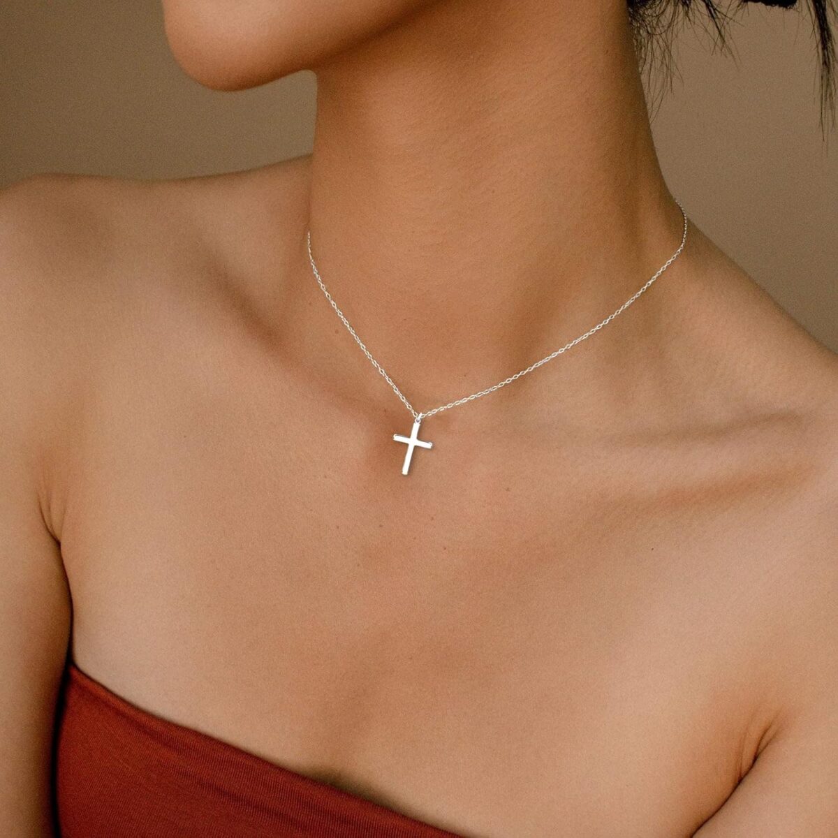 Moodear Cross Necklace for Women - Dainty 925 Sterling Silver/Gold Plated Layered Cross Pendant Simple Small Necklaces for Women Trendy Jewelry Gifts - Image 2
