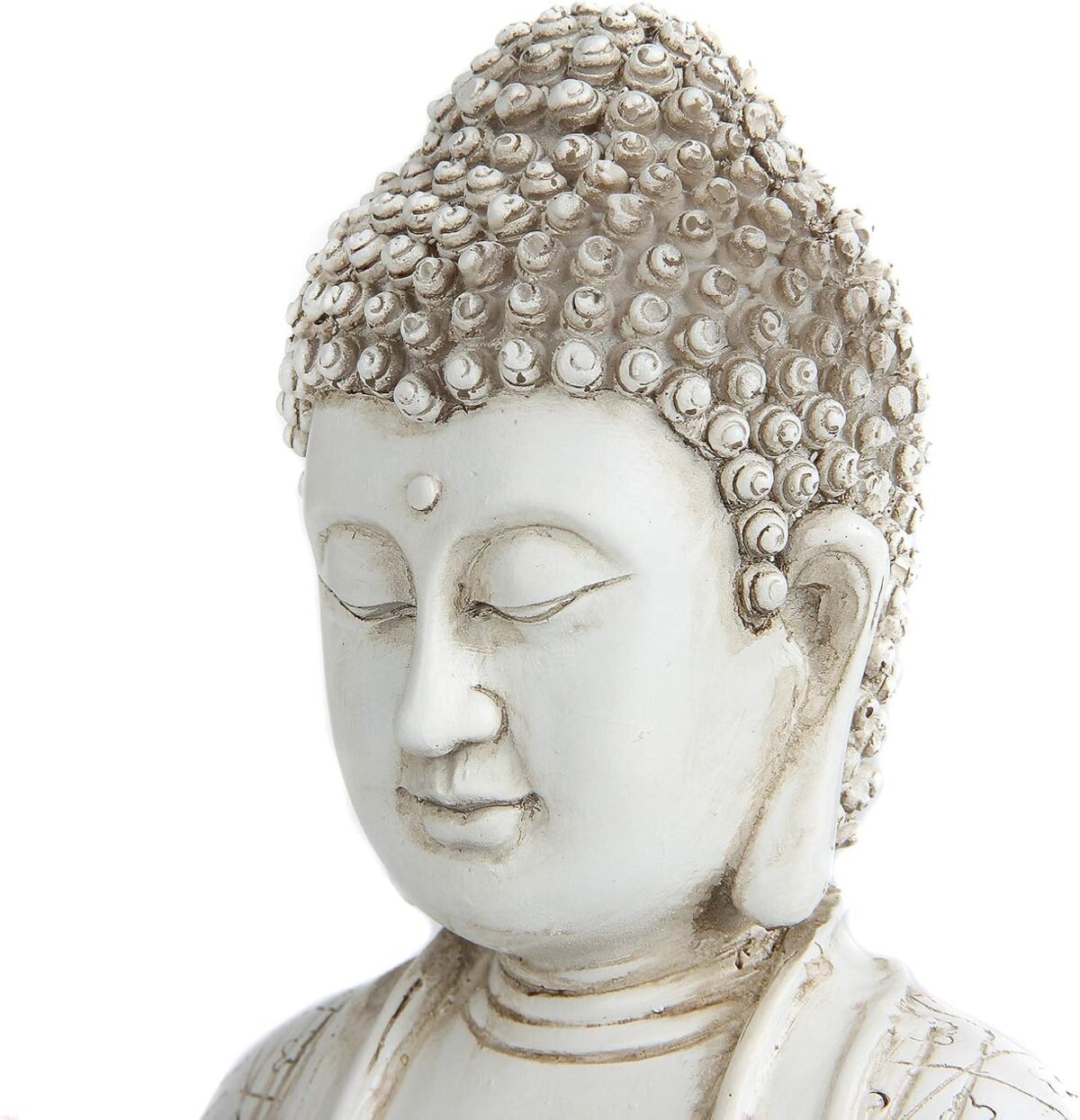 Leekung Buddha statue for home decor accents,laughing buddah statue for meditation zen garden spiritual room feng shui desk table yoga decor,small buda budda home decorations gifts antique ivory white - Image 4