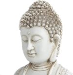 Leekung Buddha statue for home decor accents,laughing buddah statue for meditation zen garden spiritual room feng shui desk table yoga decor,small buda budda home decorations gifts antique ivory white - Image 4