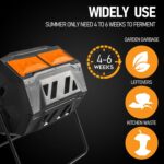 Hourleey Compost Bin Outdoor, 43 Gallon Dual Chamber Tumbling Composting Bin with Sliding Doors, Tumbler Rotating Batch Composter Bin for Garden Kitchen Yard - Image 4