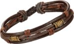 Jstyle 4Pcs Braided Leather Bracelet for Women Mens Cuff Bead Bracelet Set Adjustable Black And Brown - Image 4