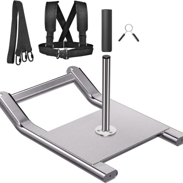 Kipika Stainless Steel Weight Sled for Fitness Strength Training, Speed Improvement, and Athletic Exercise - Compatible with 1" & 2" Weight Plates