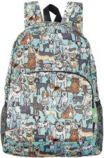 ECO CHIC Hiking Lightweight Packable Backpack - Foldable Daypack for Travel & Hiking & Outdoor Adventures - Waterproof Backpack from Recycled Materials (Dogs Teal)