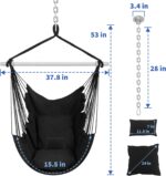 Hanging Chair Indoor Swing, Max 500 Lbs, 2 Cushions Included, Steel Spreader Bar with Anti-Slip Rings, Indoor/Outdoor Use, Side Pocket, Boho Style - Image 2