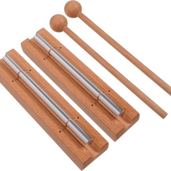 2 Pack Chime for Teacher Classroom Management, Solo Responsive Hand Held Zen Chime Bell Musical Instrument with Mallet for Meditation, Mindfulness
