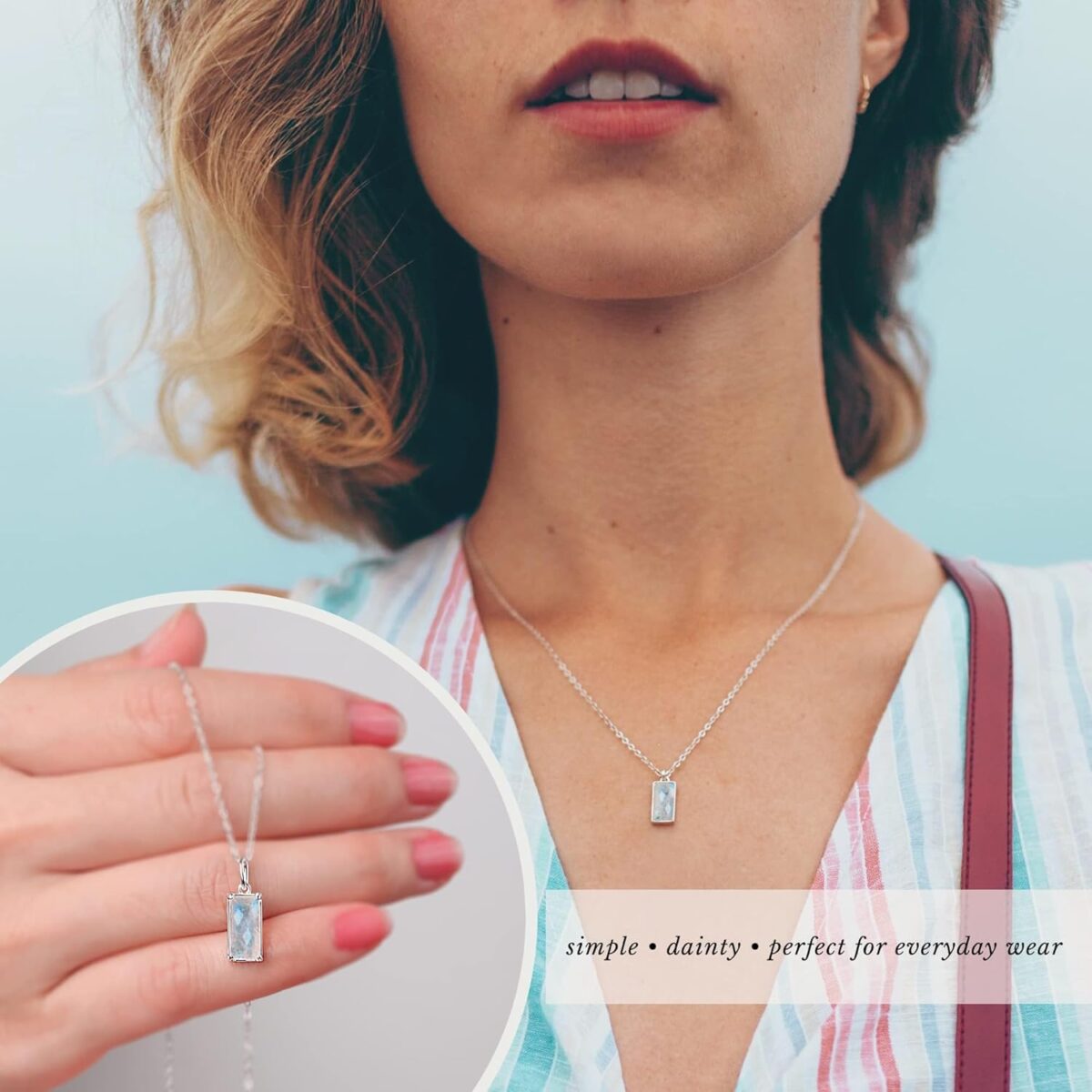 HOPE LOVE SHINE New Beginnings Rainbow Moonstone Sterling Silver Necklace for Women - Image 5