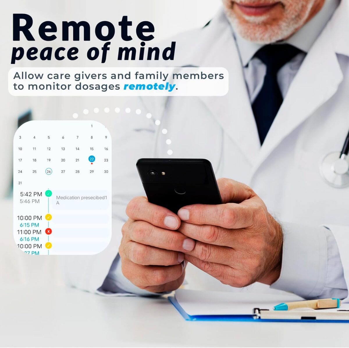 KLIM Smart Pill Dispenser Machine with Alarm + WiFi App Monitoring + 28 Day Medicine Dispenser + Automatic Pill Dispenser for Elderly with Alarm & Alzheimers Care + Lock Key + New 2024 - Image 5