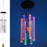Solar Wind Chimes for Outside, DesGully 6 LED Tubes Color Changing Outdoor Clearance Unique Garden Decor Colorful Patio, Gifts for Her/Him (37" Long)