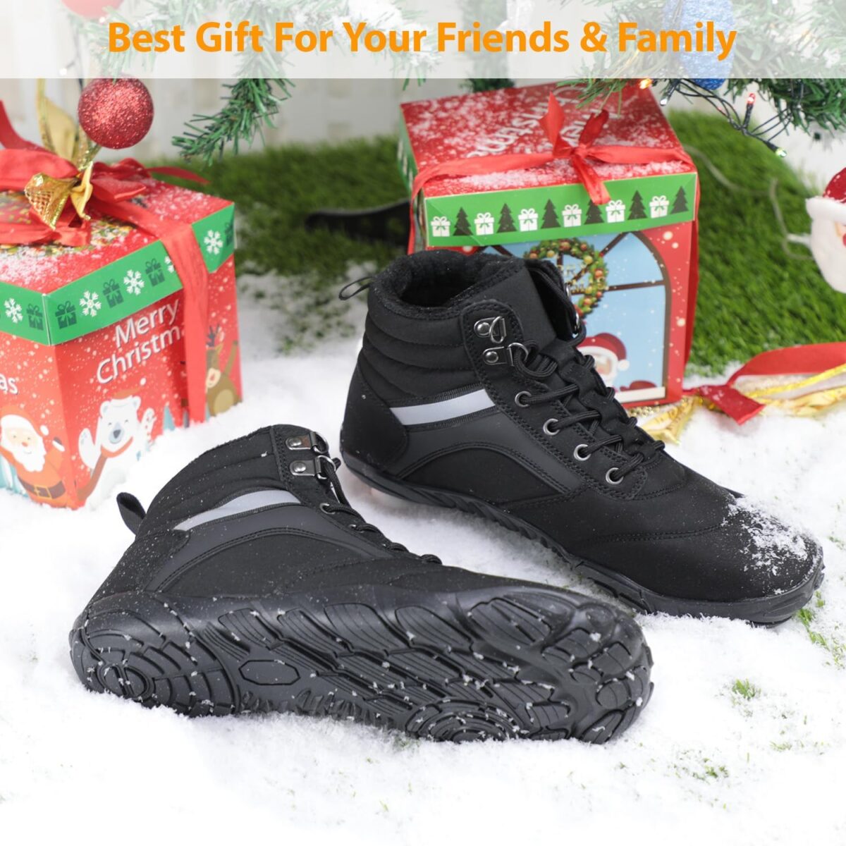 Womens Mens Winter Barefoot Boots Warm Minimalist Wide Toe Box Snow Boots Zero Drop Sole Outdoor Water Resistant Ankle Booties - Image 7