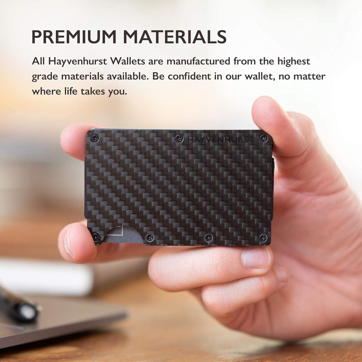 Hayvenhurst Wallet For Men - Reinvented Design Men's Wallet - Slim, Minimalistic & Seamless, Blocks RFID Scanners with a Money Clip (Carbon Fiber) - Image 5