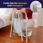 Drive Medical 11148-1 Folding Steel Bedside Commode Chair, Portable Toilet, Supports Individuals Weighing Up To 350 Lbs, with 7.5 Qt. Bucket and 13.5 Inch Seat, Grey - Image 5