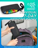 Monthly Pill Organizer 2 Times a Day, with Weekly Pill Bag, Portable Hard Shell, Pill Cutter, Plastic Opening Pick, Monthly & Weekly Stickers, Convenient Medication Management and Tracking - Image 2
