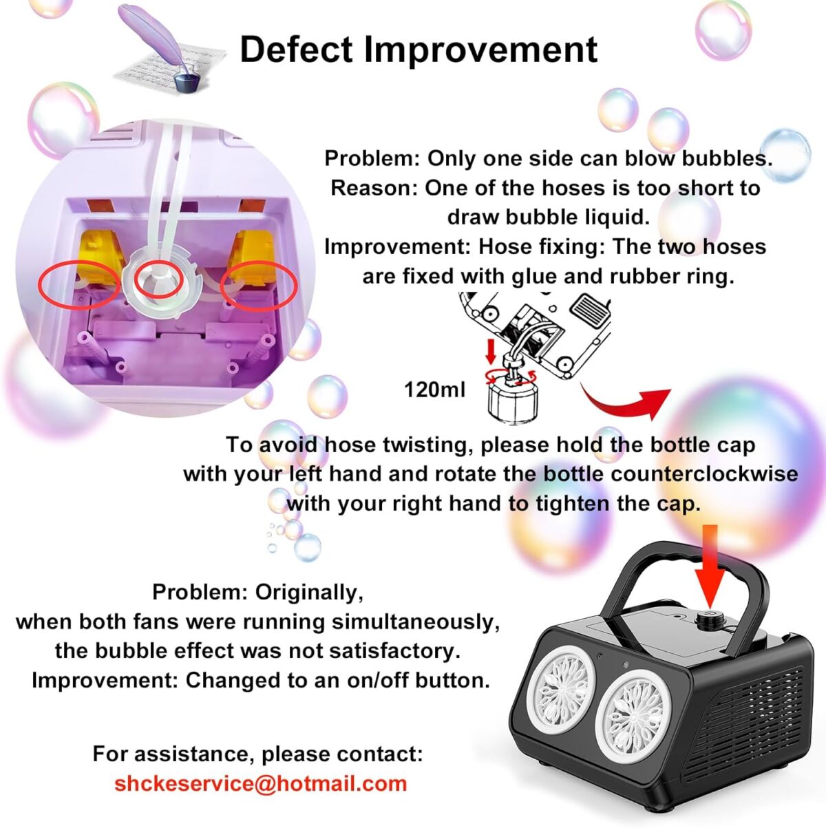 SHCKE Automatic Bubble Machine Upgrade Bubble Blower with 2 Fans, 20000+ Bubbles Per Minute Bubbles for Kids Portable Bubble Maker Operated by USB or Batteries for Outdoor Wedding Birthday Easter - Image 9