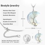 Bestyle Tree of Life Wrapped Healing Crystal Necklaces 12 Month Birthstone Pendant for Women, Crescent/Heart Gemstone Jewelry, Vintage Birthday Gifts/Energy Gift - Image 7