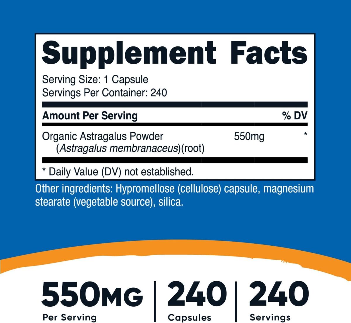 Nutricost Astragalus Capsules 550mg, 240 Vegetarian Capsules - Non-GMO and Gluten Free - Image 2