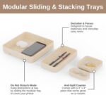 HOEK Stack Modular Desk Organizer - Sustainable Solid Wood with Sliding & Stackable Trays, Cork Bottom for Office Stationary & Workspace Essentials - Mid-Century Modern Setup to Study (Birch) - Image 3