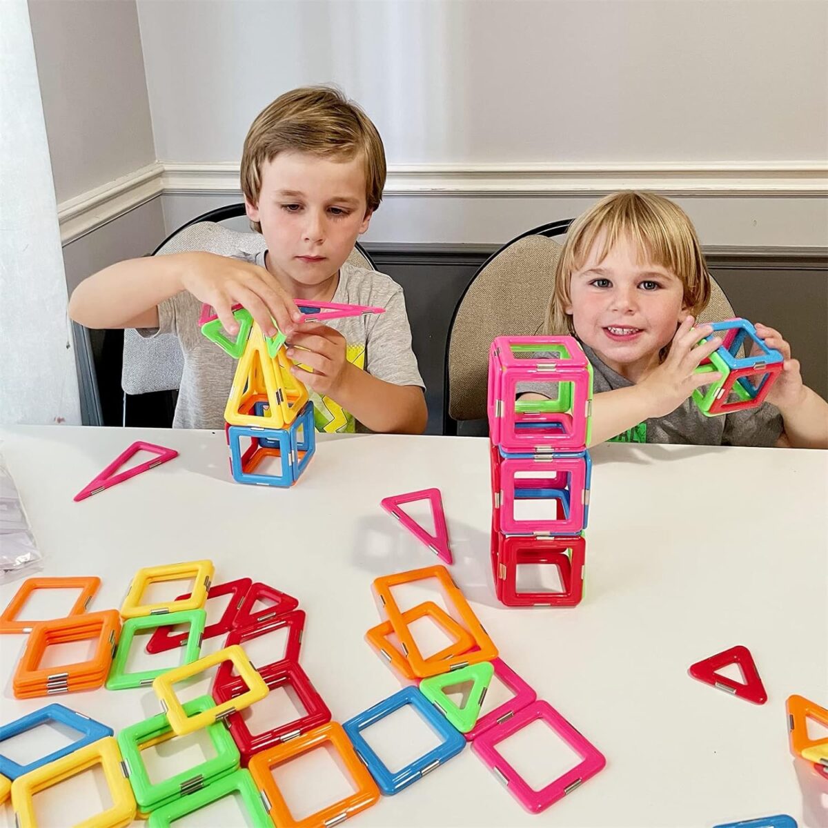 Coodoo Upgraded Magnetic Blocks Tough Tiles STEM Toys for 3+ Year Old Boys and Girls Learning by Playing Games for Toddlers Kids, Compatible with Major Brands Building Blocks - Starter Set - Image 3
