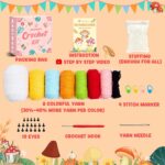 MAGIMUSE Crochet Kit for Beginners, Crochet Starter Kits for Adults Amigurumi Craft Knitting Crocheting Kits with Step-by-Step Video Tutorials, Mushroom Family(40%+ Yarn - Image 6