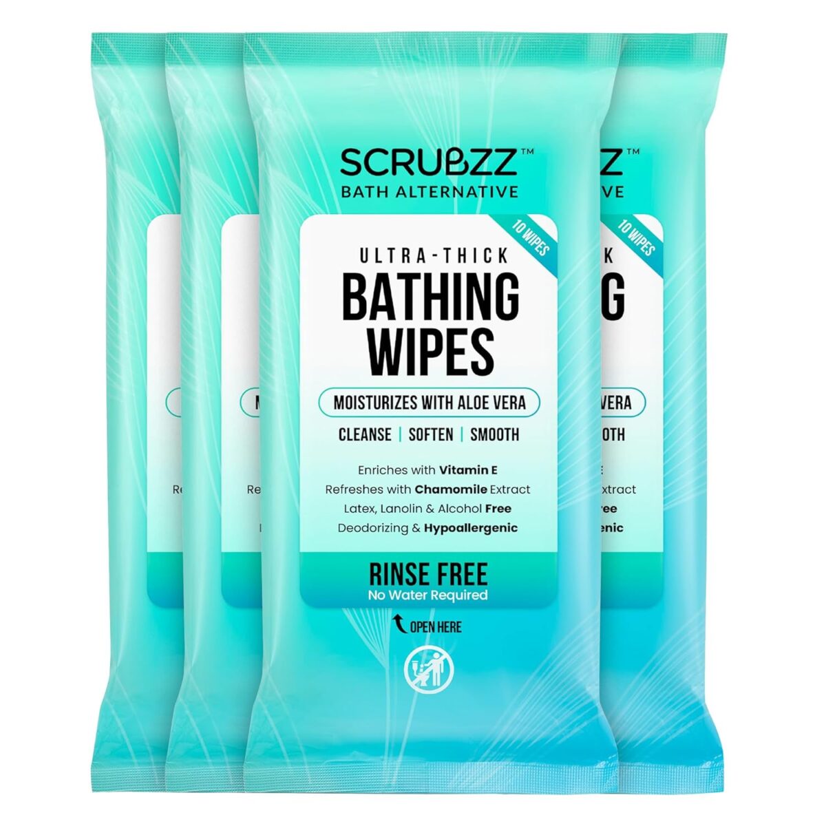 Extra Large Bath Wipes for Adults Bathing No Rinse - 40 Disposable Body Cleansing Wipes for Men, Women & Elderly - Great for Gym, Camping, Post Surgery - Shower Wipes - Image 1