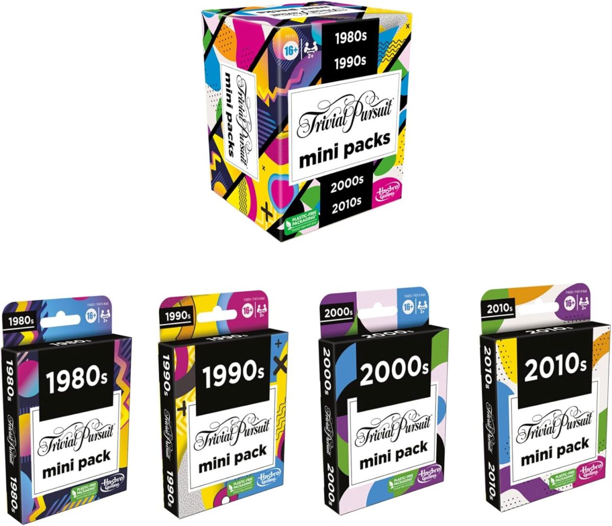 Hasbro Gaming Trivial Pursuit Mini Packs Multipack, Fun Trivia Questions for Adults and Teens Ages 16+, Includes 4 Game Featuring 4 Decades - Image 4