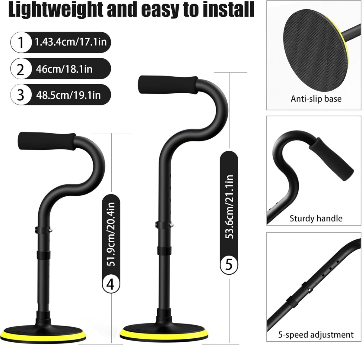 Mobility Aids Tool Device to Help Get up from Floor, Standing Aids & Supports Assist Devices for Seniors, Standing Mobility Aid for Rising Indoors, Garden, Housework Matte Purple (Matte Black) - Image 3