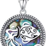 Alphm 12 Constellation Necklace 925 Sterling Silver Zodiac Sign Coin Pendant Necklaces Abalone Shell Astrology Horoscope Jewelry Birthday Gifts for Women
