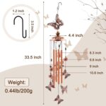 Wind Chimes Outdoor Clearance, Butterflies Aluminum Tube Windchime with S Hook,Patio Garden Decor, Housewarming Gift. - Image 3