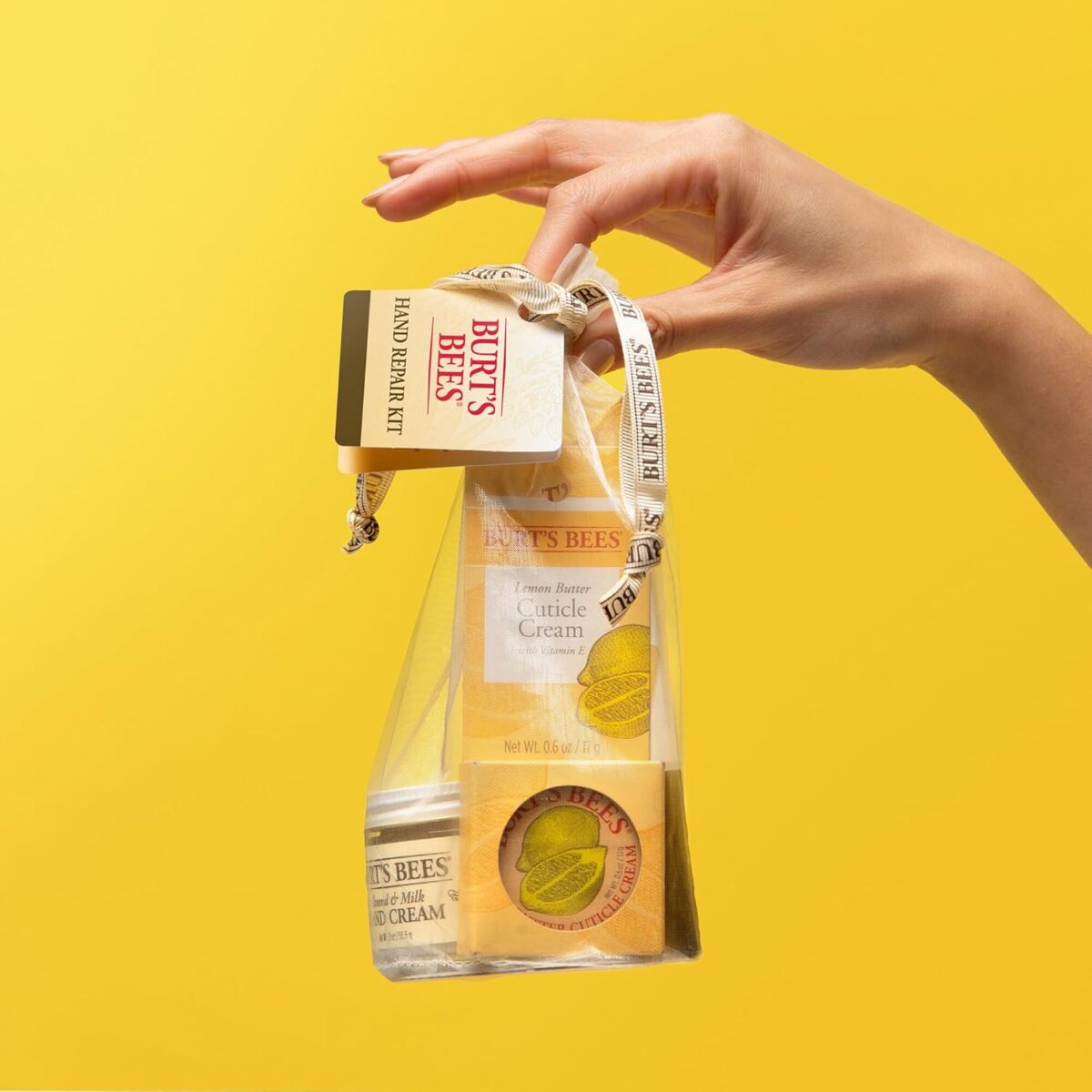Burt's Bees Gifts Ideas - Hand Repair Set, 3 Hand Creams plus Gloves - Almond Milk, Lemon Butter Cuticle Cream, Shea Butter Repair - Image 2